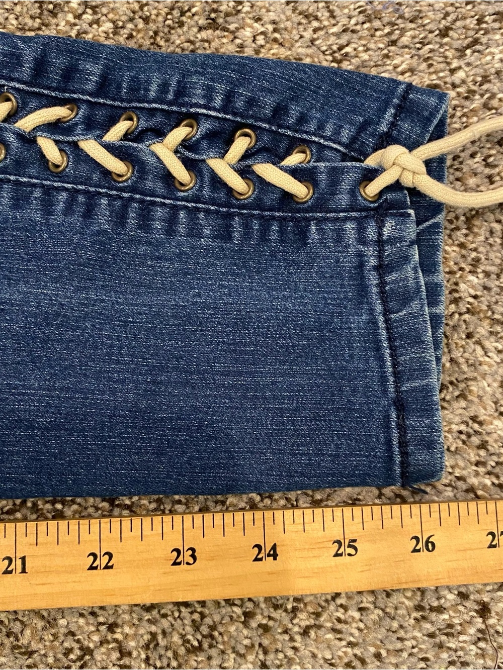 Cache Dark Blue Denim Jeans with Lace-Up Corset Leg Details, Size 8 30" Waist - Picture 7 of 8